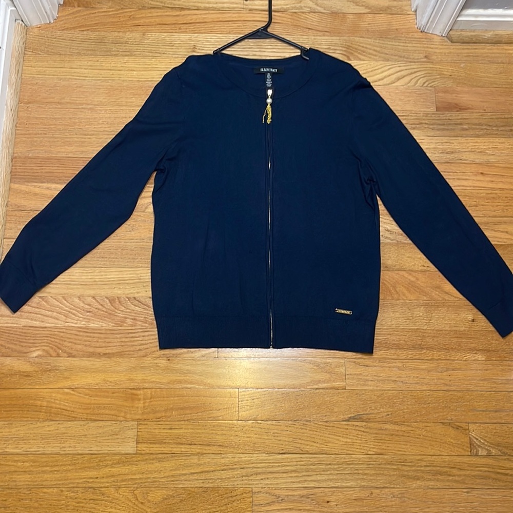 Navy blue sweater with zipper